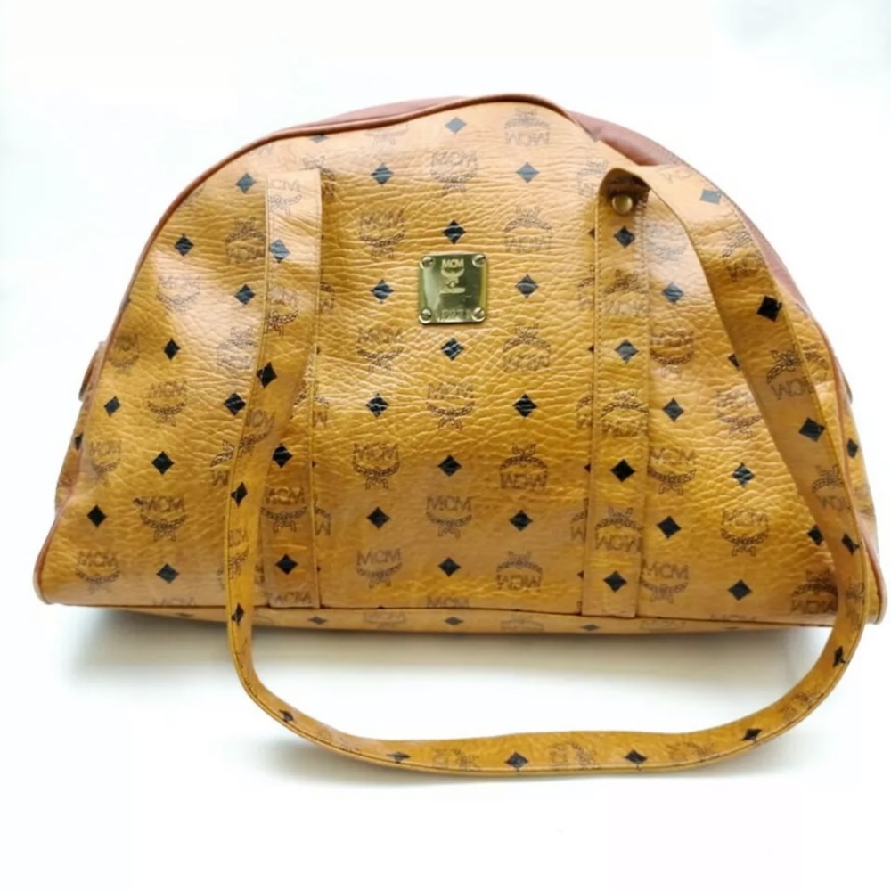 Authentic MCM Hand Bag  Brown PVC